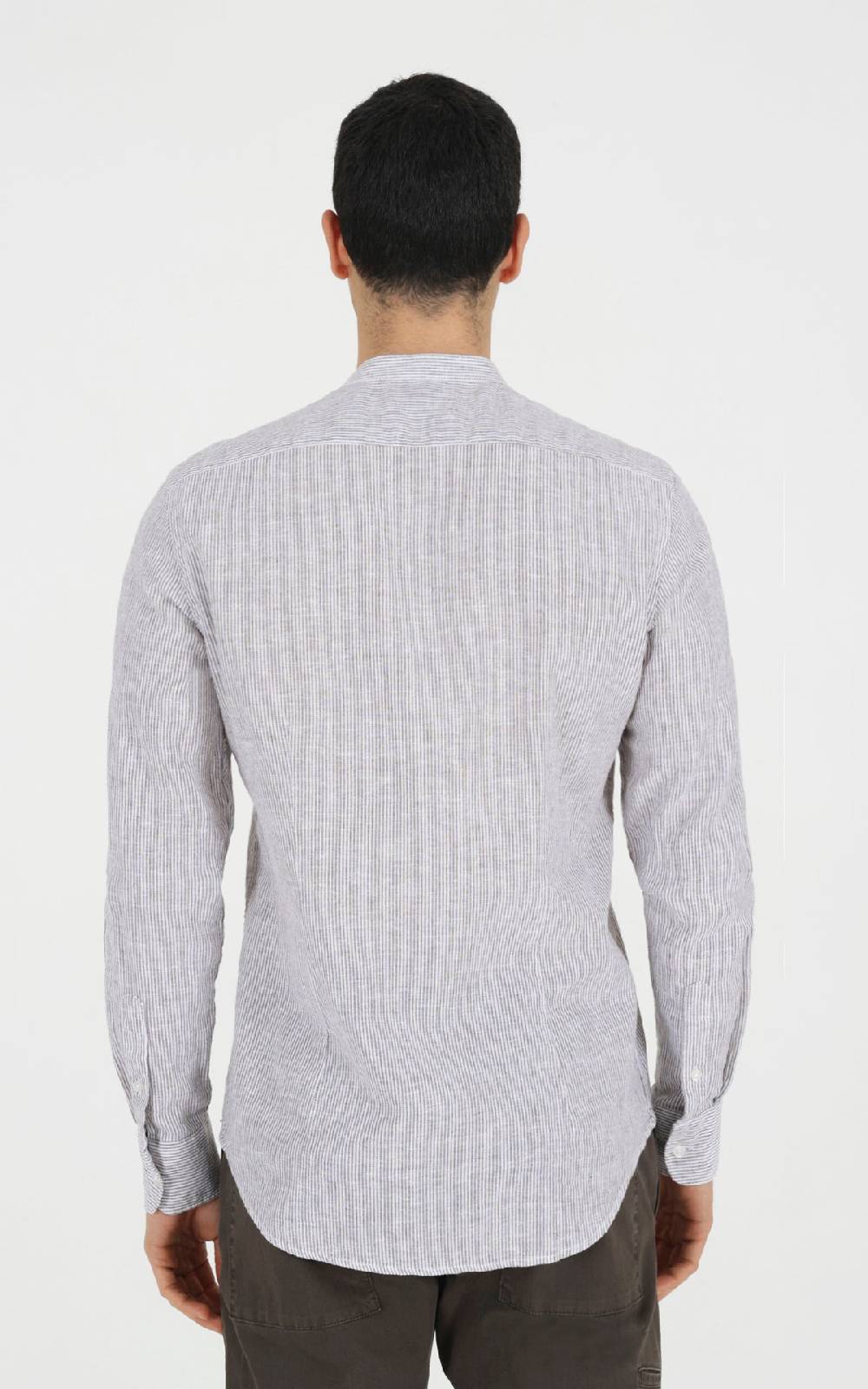Outfit Italy Camicia coreana in misto lino rigato Nuova