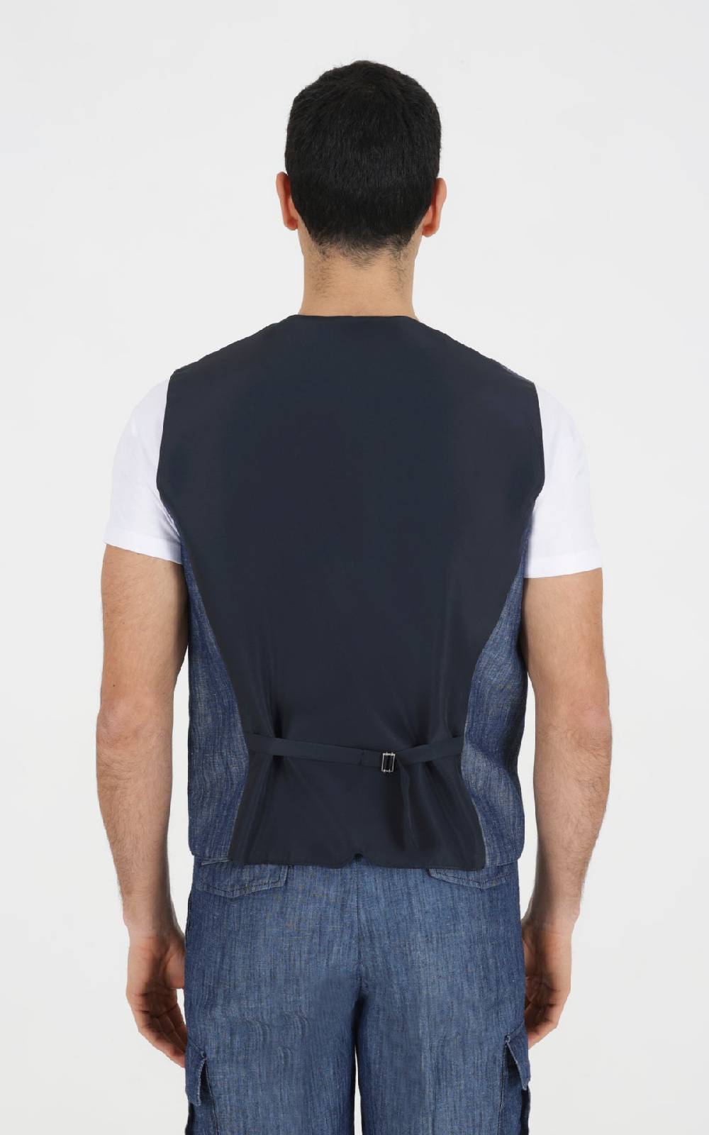 Outfit Italy Gilet doppiopetto in tessuto effetto denim Italia