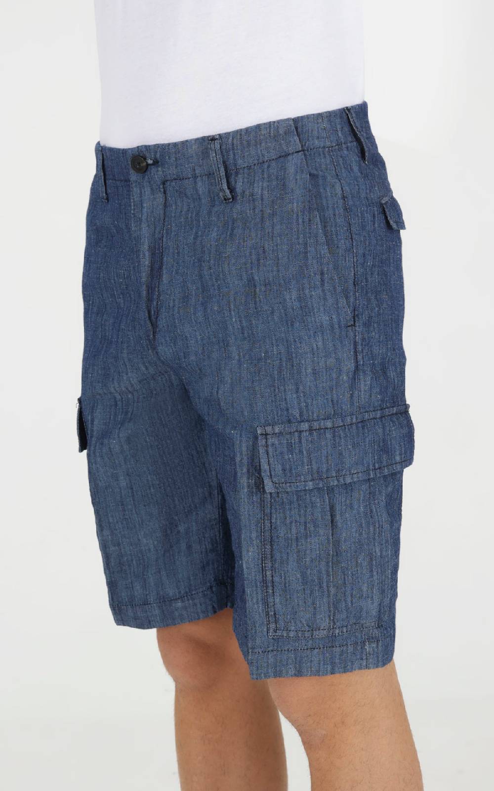 Outfit Italy Bermuda tasche laterali in tessuto effetto denim Consegna Veloce