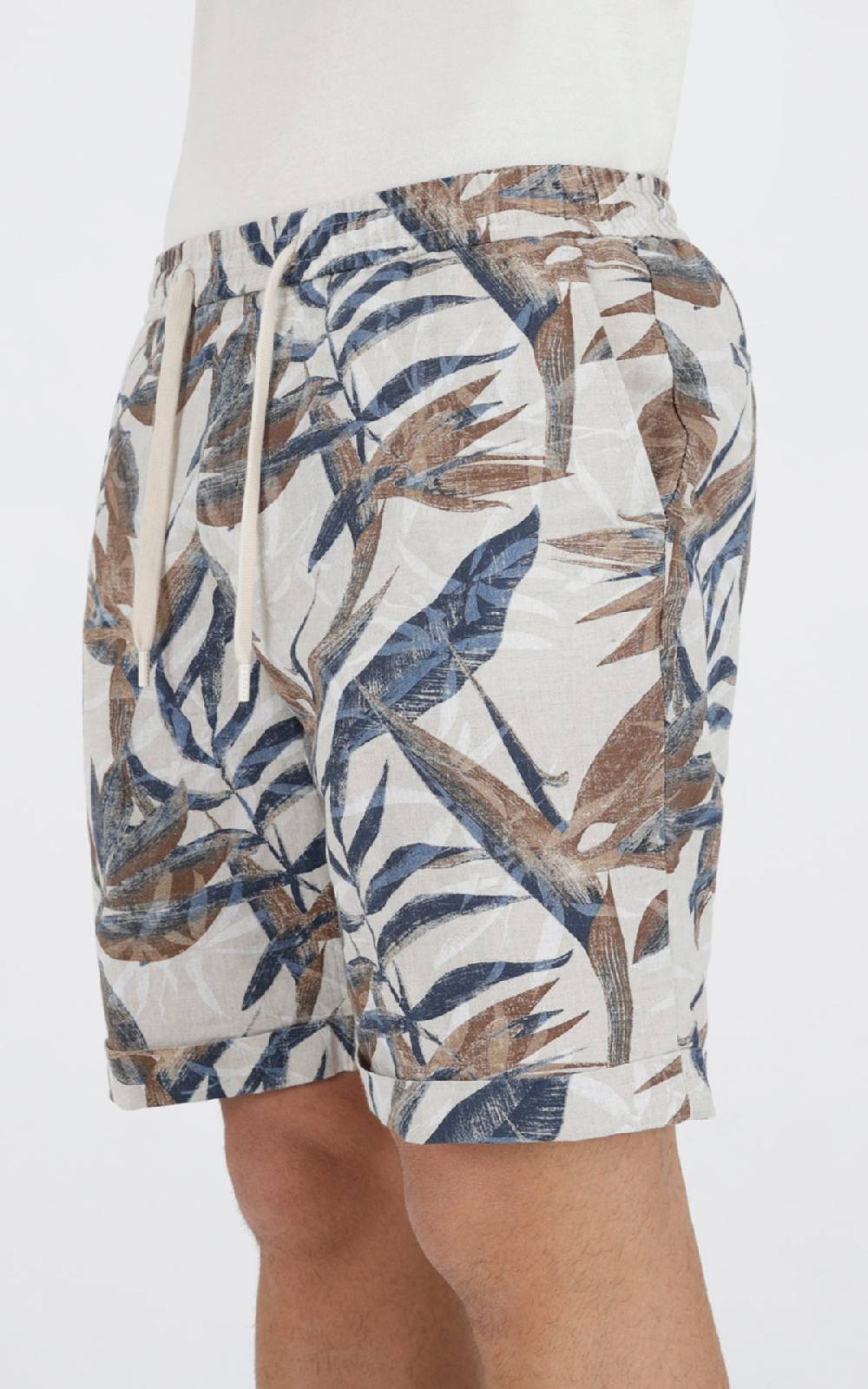 Outfit Italy Bermuda con laccio in misto lino stampato Promozione Limitata