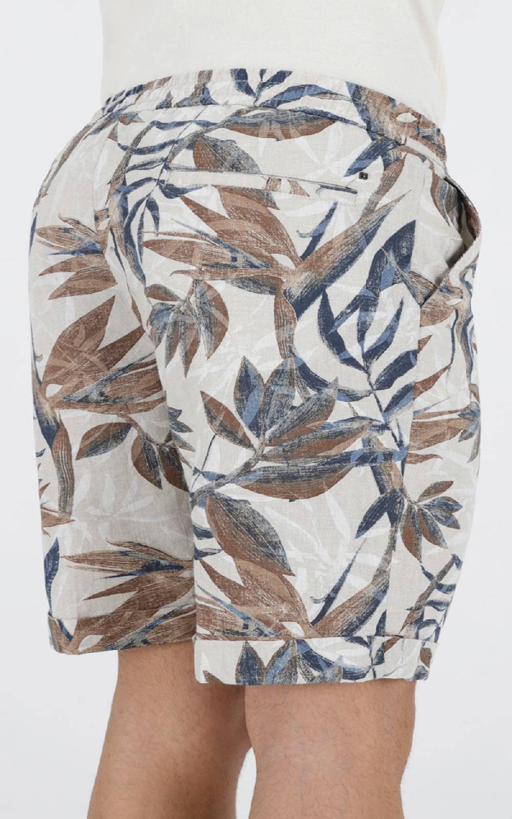 Outfit Italy Bermuda con laccio in misto lino stampato Promozione Limitata