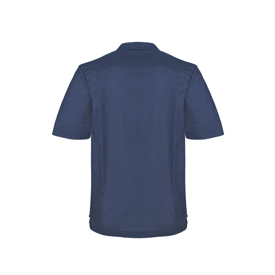 Paolo Pecora Camicia Regular in Lino Blue Navy con Bottoni Madreperla Prezzo Ridotto