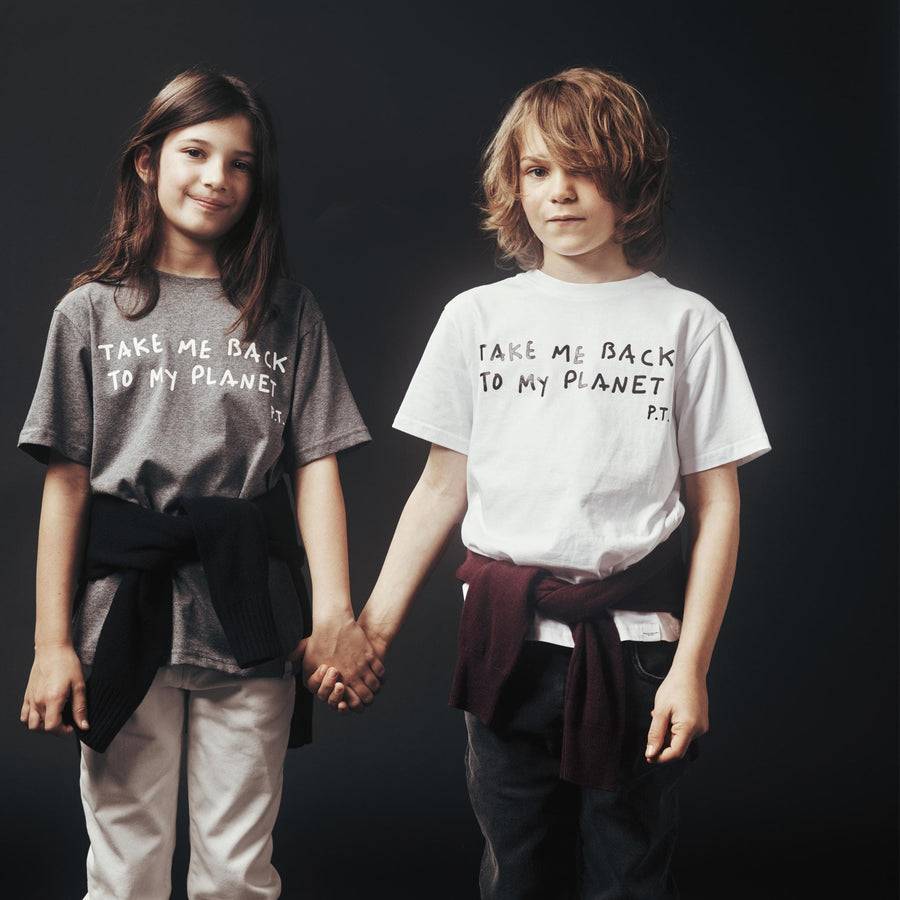Paolo Pecora T-shirt in Jersey Grigio Melange "Planet" by Pietro Terzini Vendita Calda