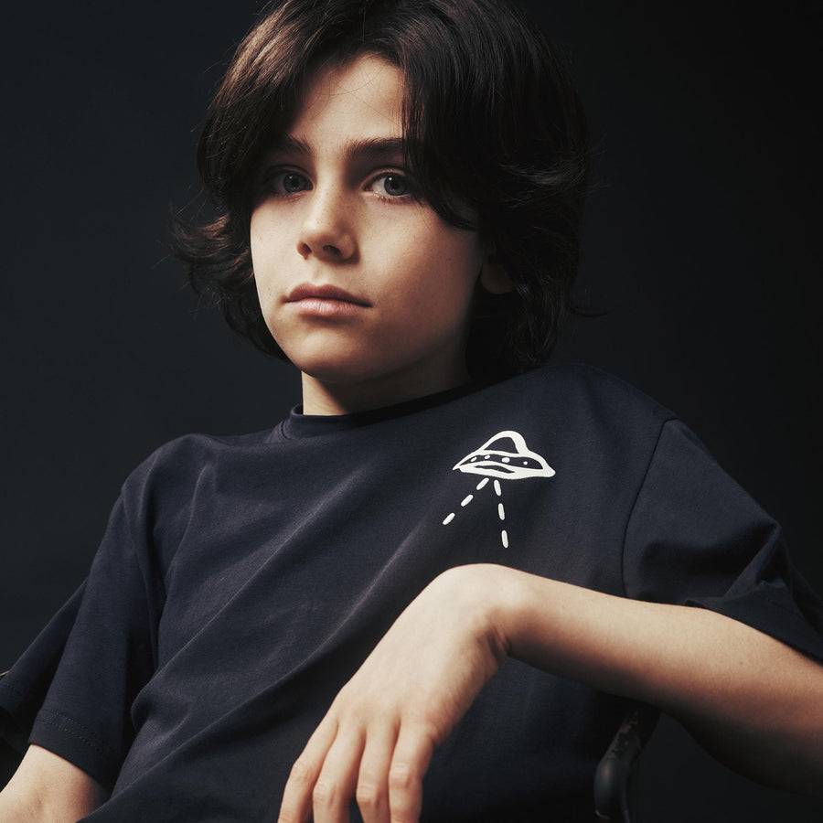 Paolo Pecora T-shirt in Jersey Blu Navy "Navicella Spaziale" by Pietro Terzini Vendita Economica