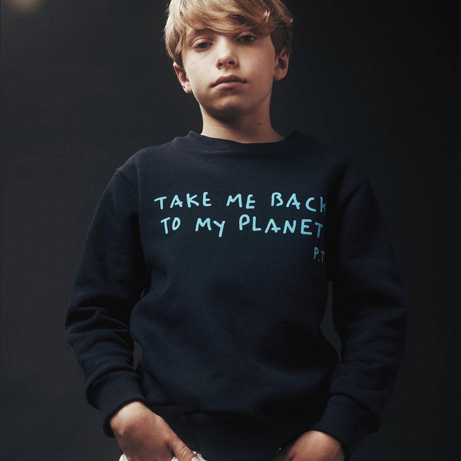Paolo Pecora Felpa Girocollo Blu Navy "Planet" by Pietro Terzini Saldi Di Fabbrica