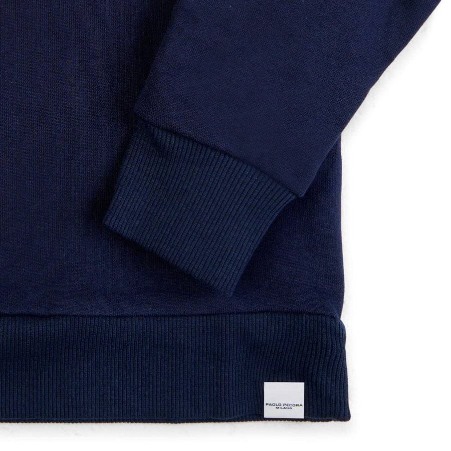 Paolo Pecora Felpa Girocollo Blu Navy "Planet" by Pietro Terzini Saldi Di Fabbrica
