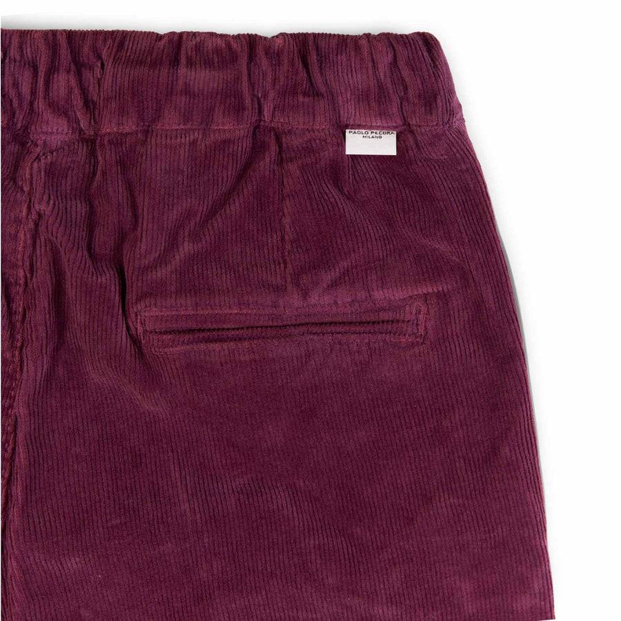 Paolo Pecora Pantaloni Chino Coulisse di Velluto Prugna In Saldo
