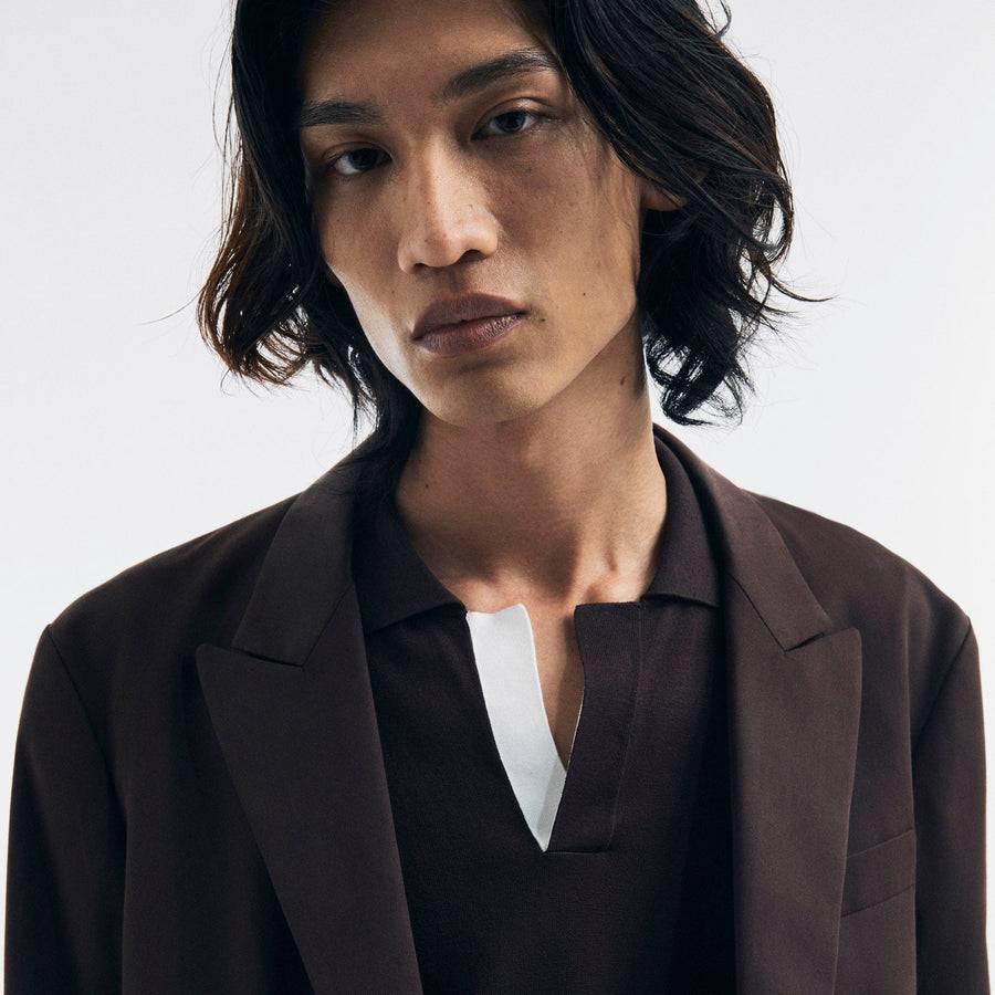 Paolo Pecora Blazer Monopetto in Cotone Fluido - Ebano Promozione Limitata