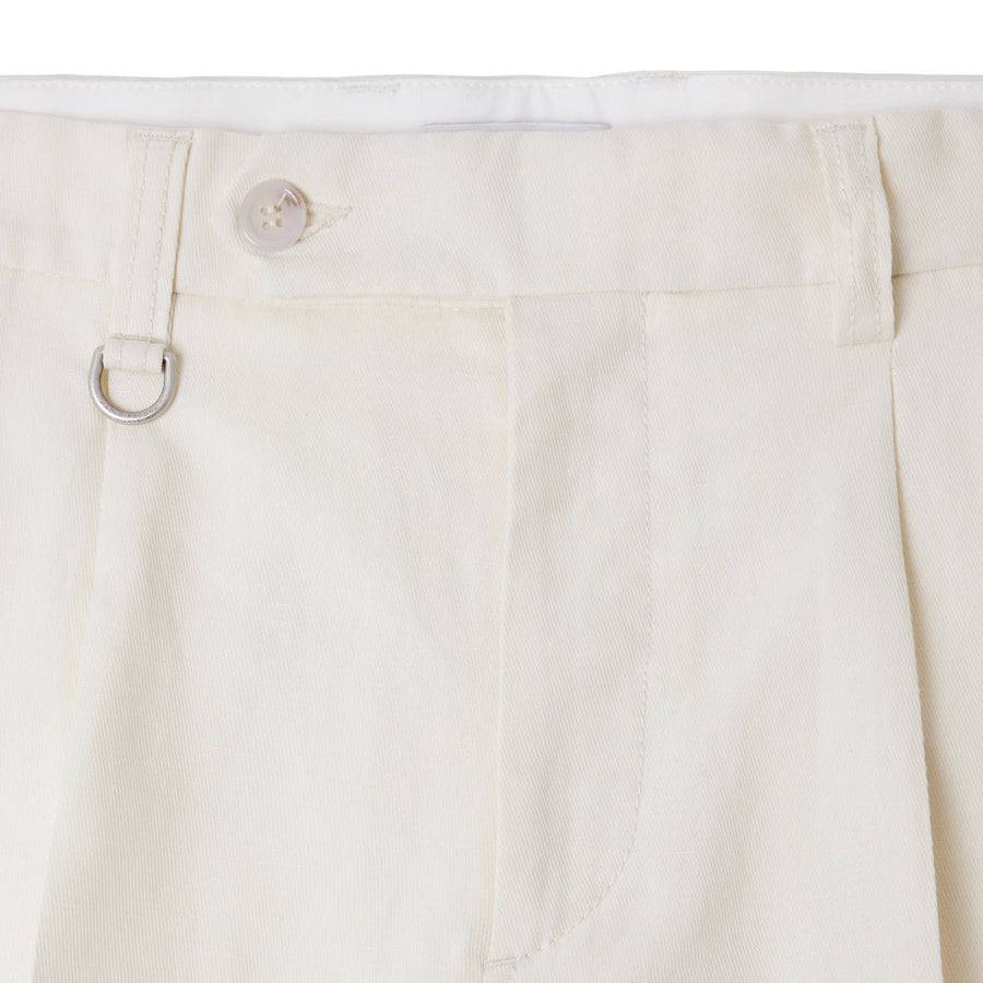 Paolo Pecora Bermuda Sartoriale in Tela di Cotone Lino - Bianco Prezzo Ridotto