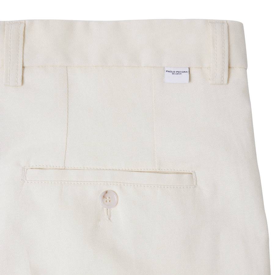 Paolo Pecora Bermuda Sartoriale in Tela di Cotone Lino - Bianco Prezzo Ridotto