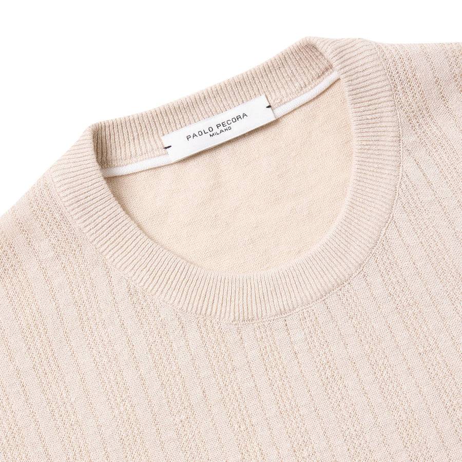 Paolo Pecora Maglia in Lino Cotone Extrafine - Sabbia Sottocosto