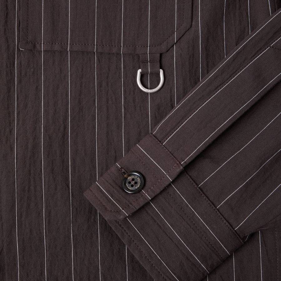 Paolo Pecora Overshirt Seersucker Gessato - Ebano Saldi Di Fabbrica