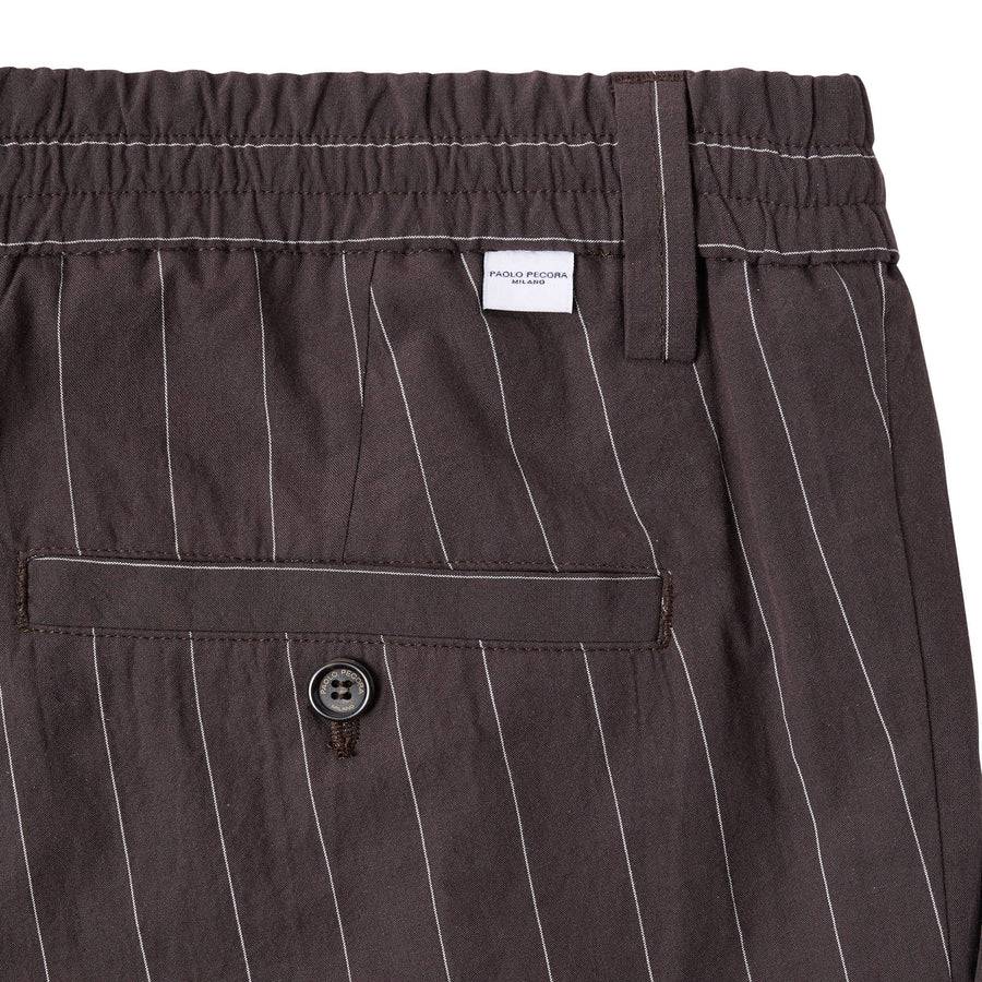 Paolo Pecora Pantalone Tela Seersucker Gessato - Ebano Vendite Flash