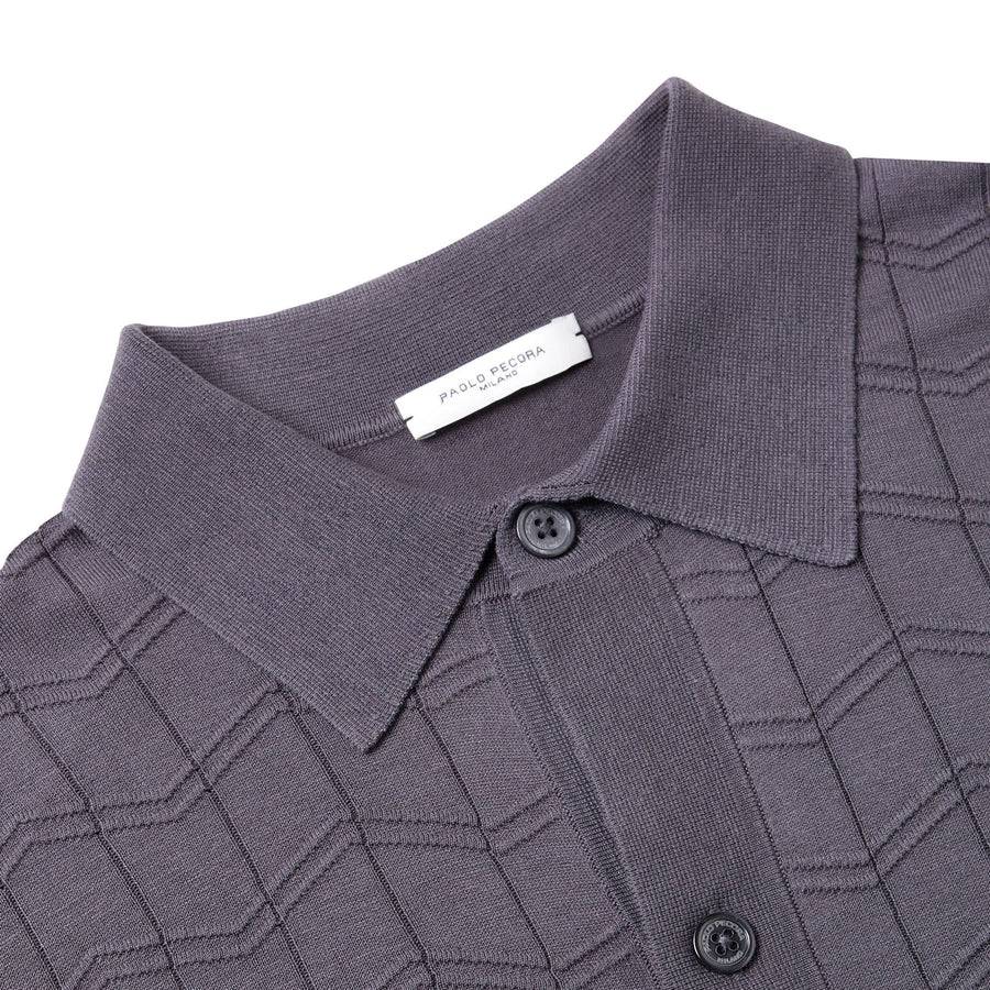 Paolo Pecora Maglia in Seta Cotone Extrafine - Grigio Antracite Chevron Negozio
