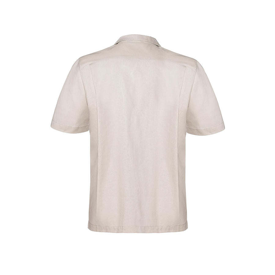 Paolo Pecora Camicia Regular in Lino Beige con Bottoni Qualità