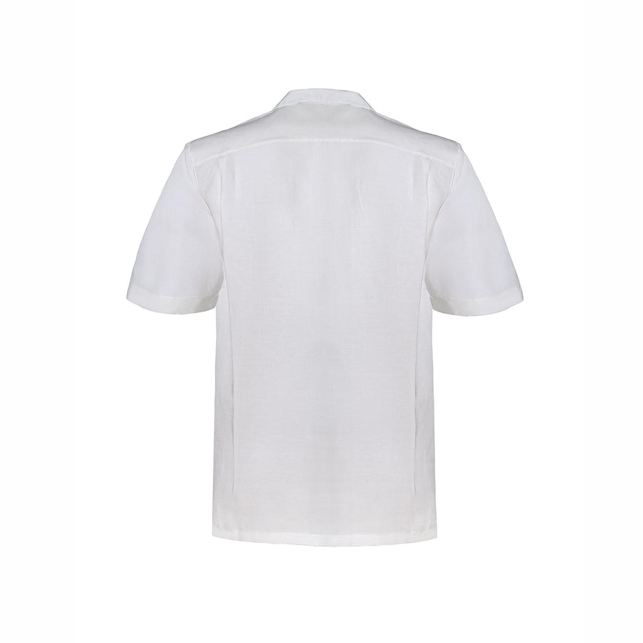 Paolo Pecora Camicia Regular in Lino con Bottoni Panna Vendita