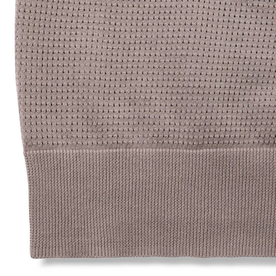 Paolo Pecora Maglia in Cotone Crepe Extrafine - Tortora Lavorazione Traforo Pezzi Unici