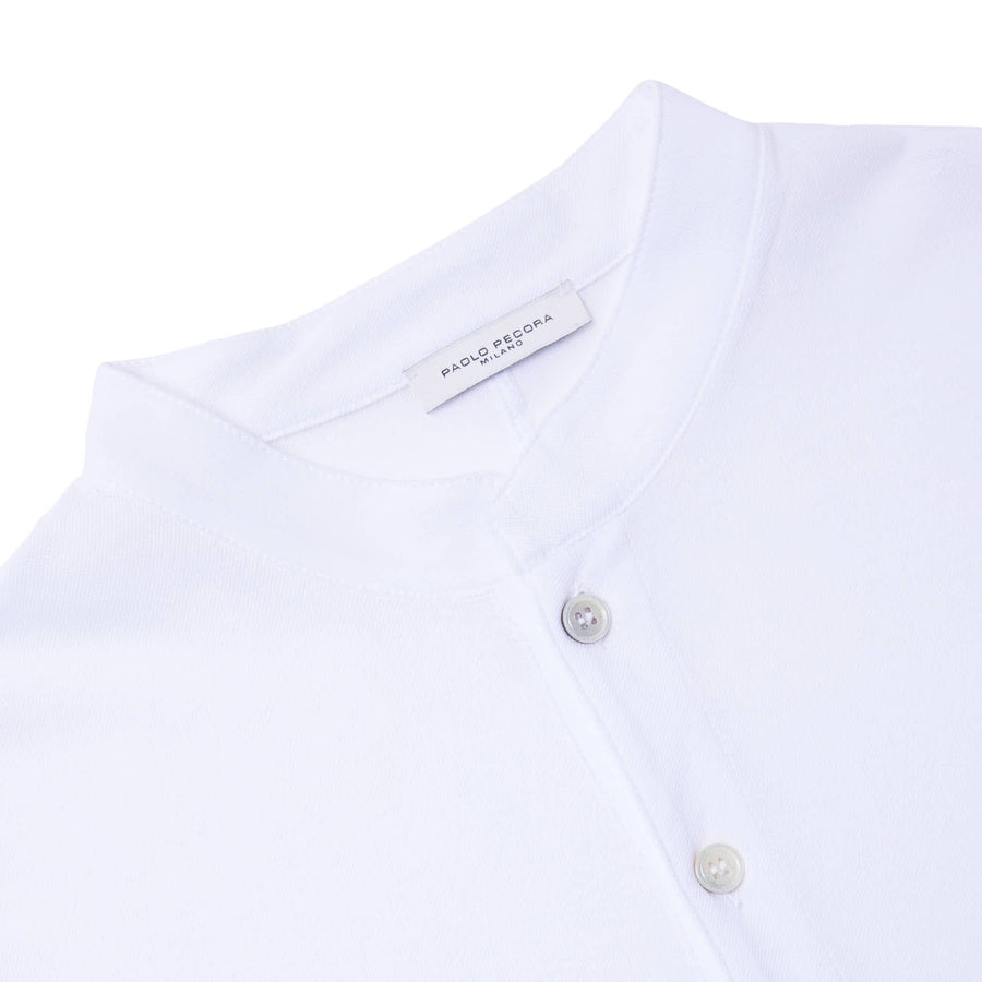 Paolo Pecora Polo Coreana in Cotone Piquet - Bianco Qualità Garantita