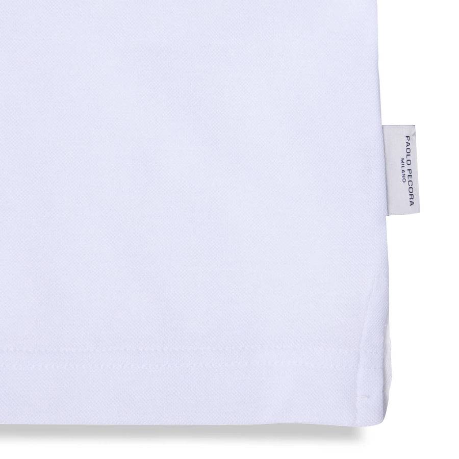 Paolo Pecora Polo Coreana in Cotone Piquet - Bianco Qualità Garantita