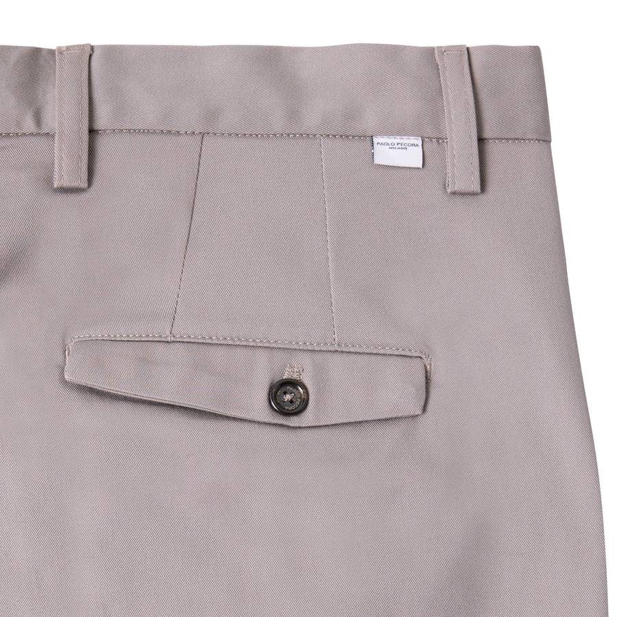 Paolo Pecora Chino Gabardina di Cotone Stretch - Tortora Negozi Online