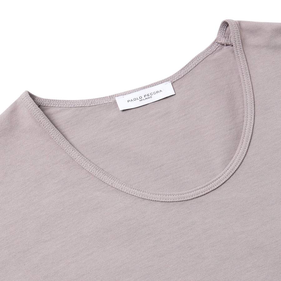 Paolo Pecora T-Shirt in Jersey Puro Cotone - Tortora Presa