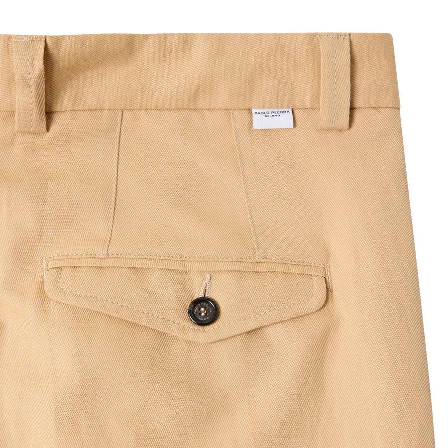 Paolo Pecora Chino in Tela di Cotone Lino - Curry Sconto