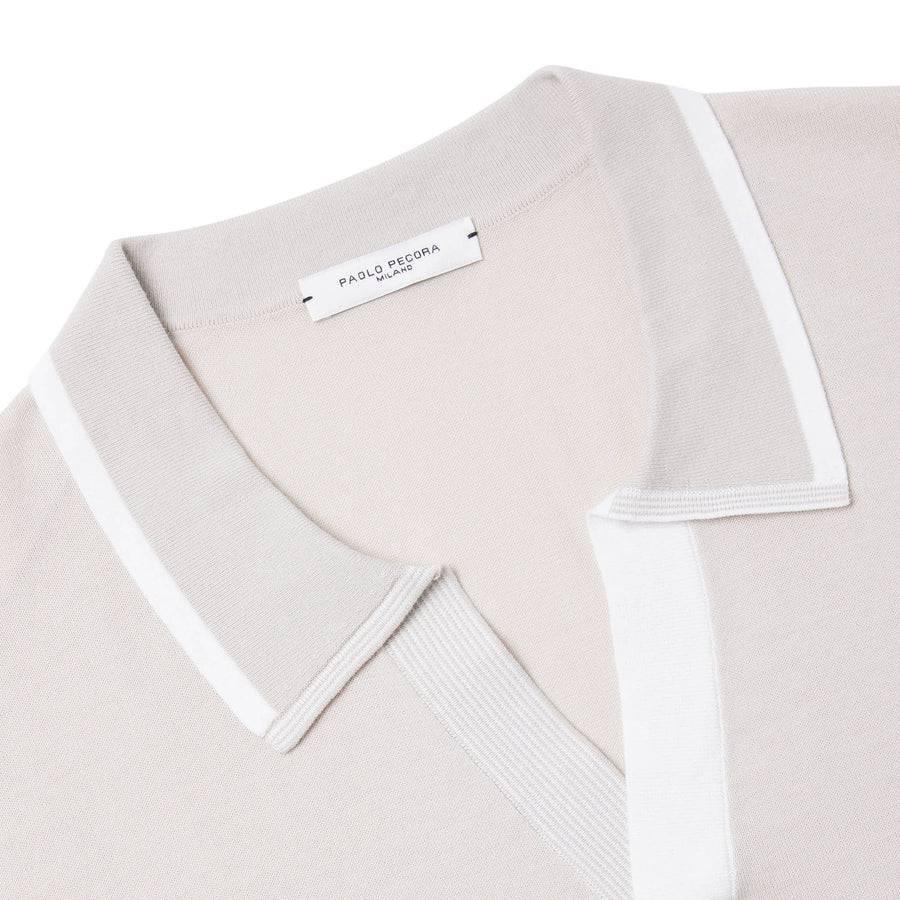 Paolo Pecora Maglia in Cotone Extrafine - Sabbia Offerta