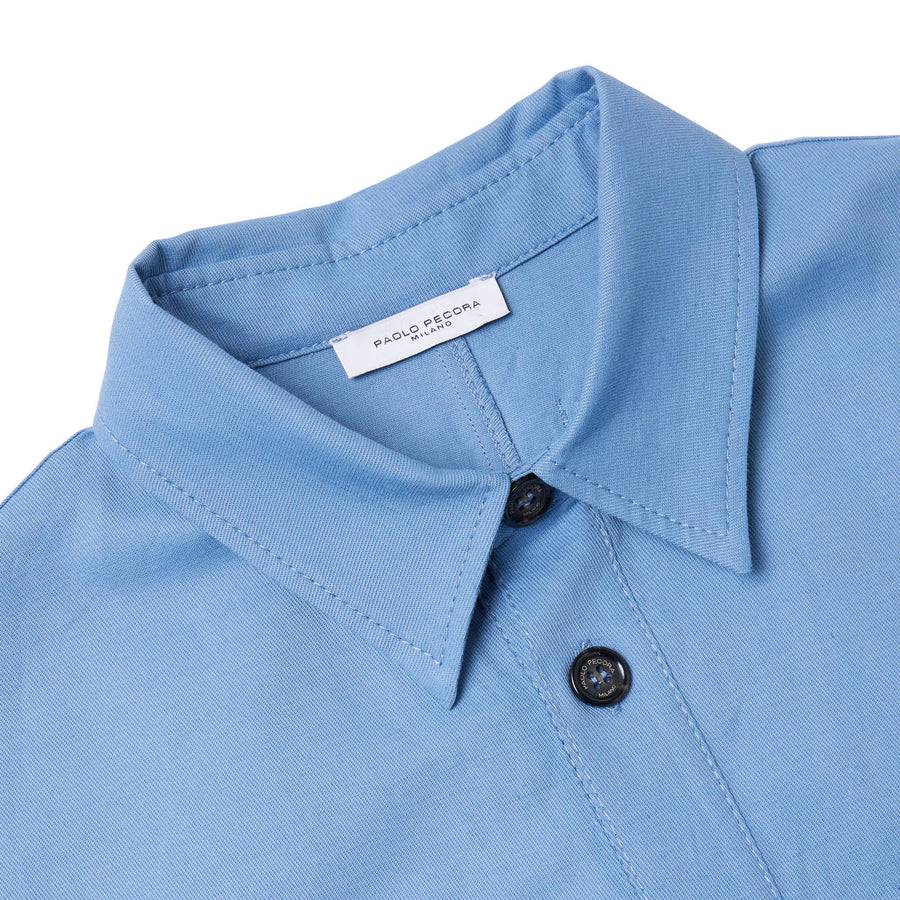 Paolo Pecora Overshirt Mezza Manica - Azzurro Polvere Saldi