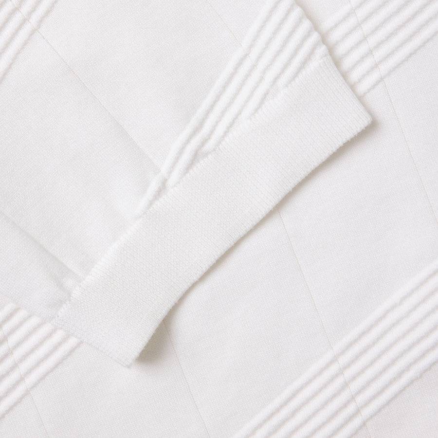 Paolo Pecora Maglia in Cotone Crepe Extrafine - Bianco Motivo Diagonale Offerte