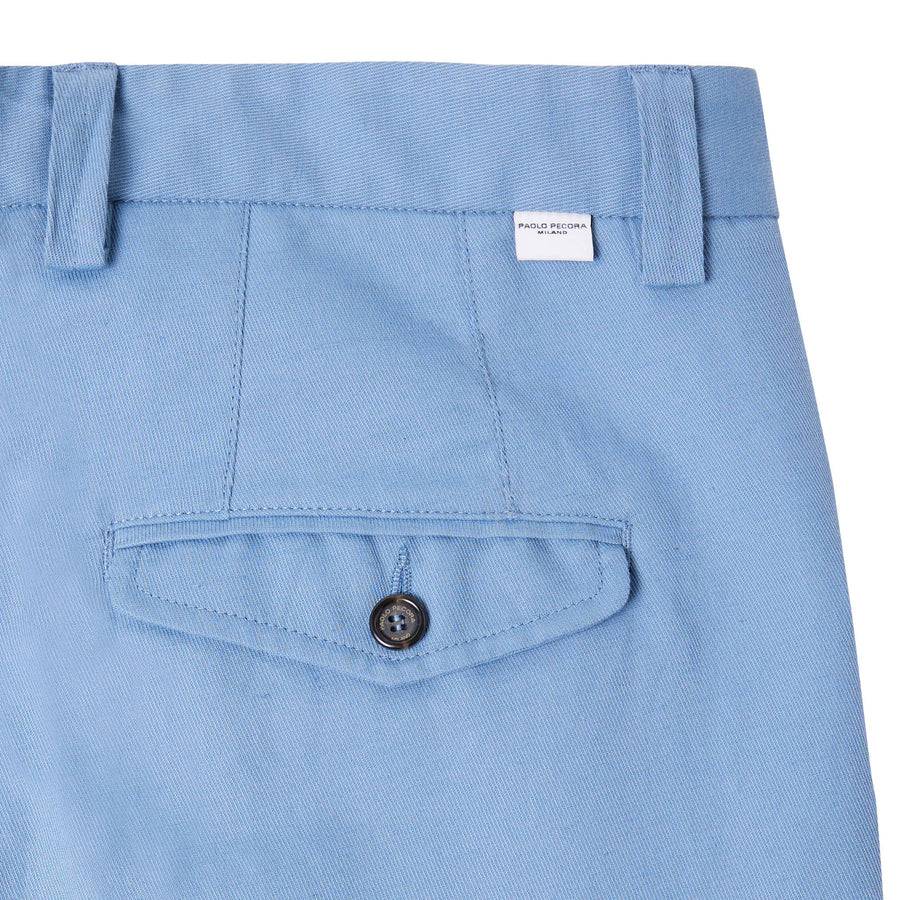 Paolo Pecora Chino in Tela di Cotone Lino - Azzurro Hotsell