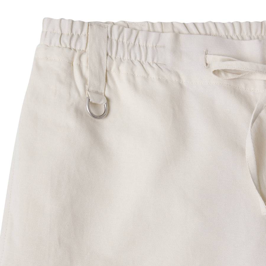 Paolo Pecora Pantaloni in Tela di Cotone Lino - Bianco Ecru Vendita Calda