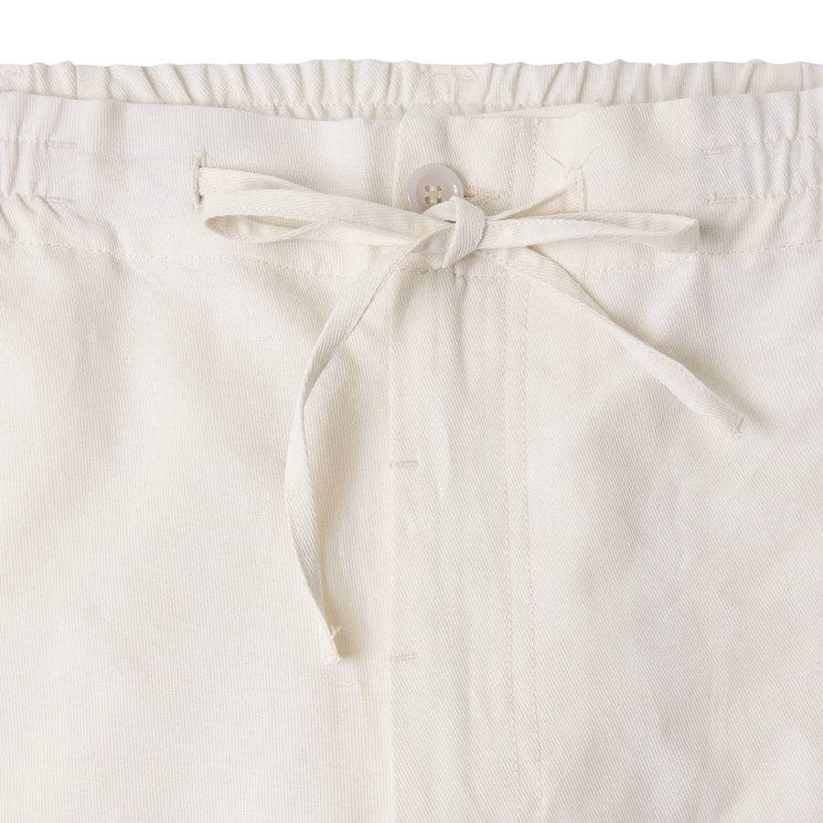 Paolo Pecora Pantaloni in Tela di Cotone Lino - Bianco Ecru Vendita Calda