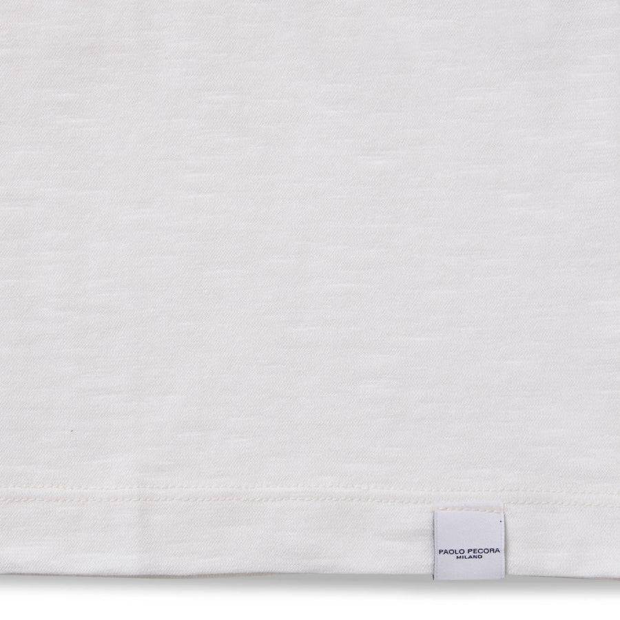 Paolo Pecora T-shirt Jersey Cotone Lino - Bianca Vendita Economica