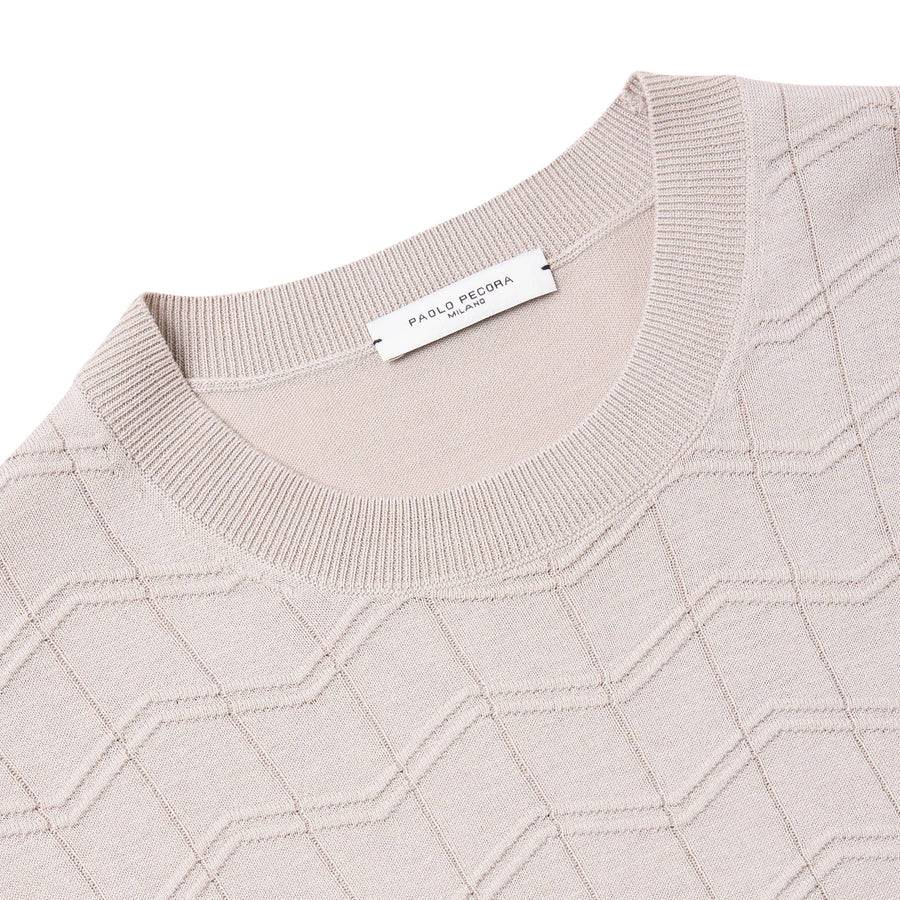 Paolo Pecora Polo in Maglia Ecrùdi Seta Cotone Extrafine Italia