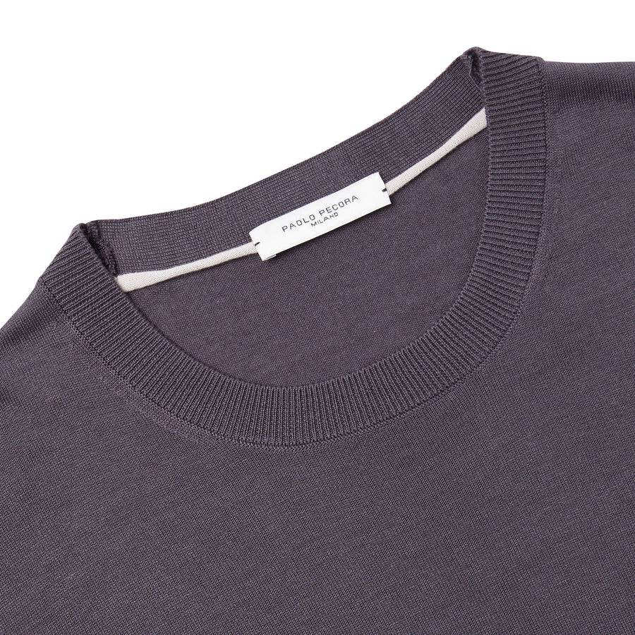 Paolo Pecora Maglia Manica Lunga in Seta Cotone Extrafine - Grigio Antracite 2025