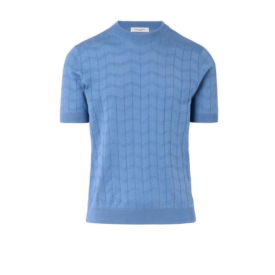 Paolo Pecora Maglia Chevron Seta Cotone- Azzurro Shopping Online