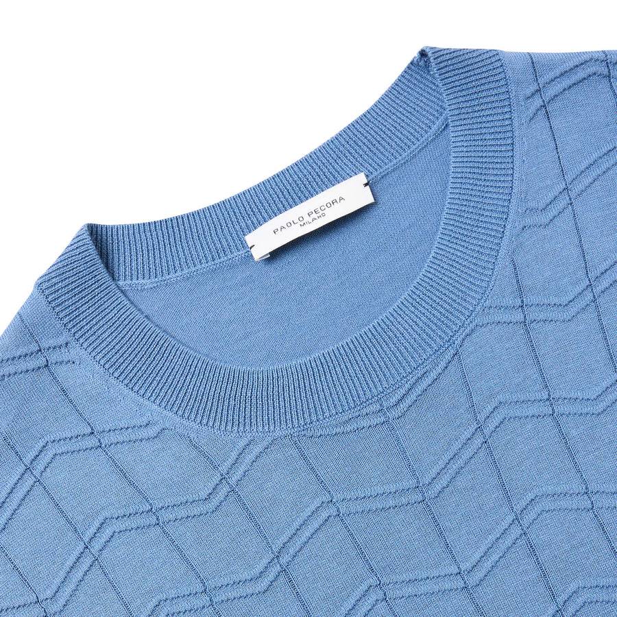 Paolo Pecora Maglia Chevron Seta Cotone- Azzurro Shopping Online