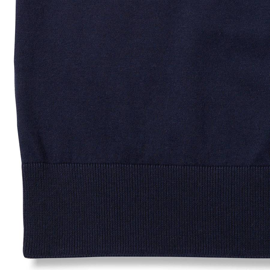 Paolo Pecora Maglia Girocollo in Puro Cotone Extrafine - Blu Navy con Dettagli Bianchi Sottocosto
