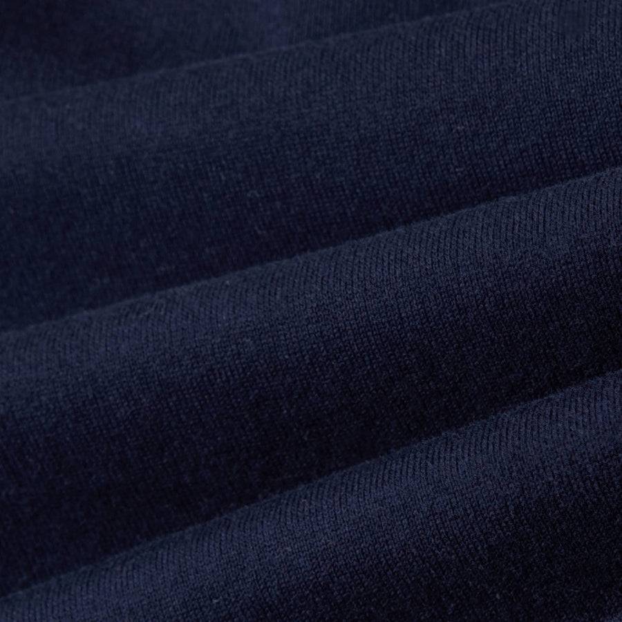 Paolo Pecora Maglia Girocollo in Puro Cotone Extrafine - Blu Navy con Dettagli Bianchi Sottocosto