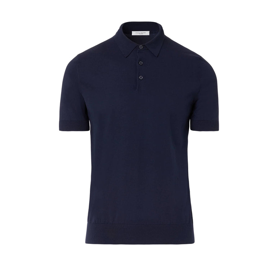 Paolo Pecora Polo Manica Corta in Cotone Extrafine - Blu Navy Convenienza