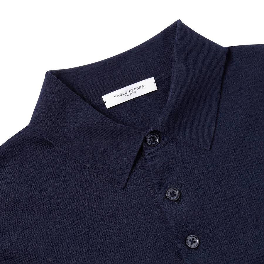 Paolo Pecora Polo Manica Corta in Cotone Extrafine - Blu Navy Convenienza