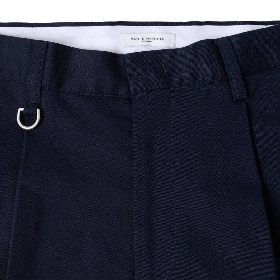 Paolo Pecora Chino Sartoriale in Gabardina di Cotone - Blu Navy Novità