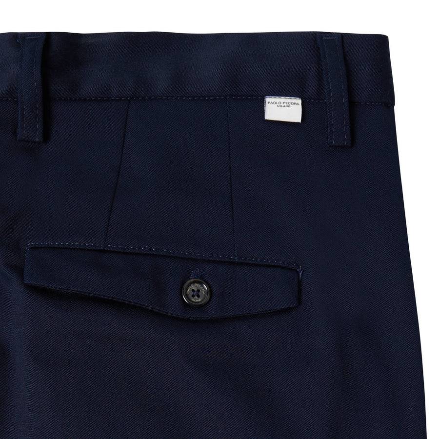 Paolo Pecora Chino Sartoriale in Gabardina di Cotone - Blu Navy Novità
