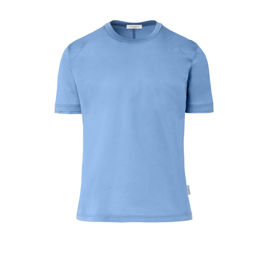 Paolo Pecora T-Shirt in Jersey Lucido - Azzurro Polvere Presa