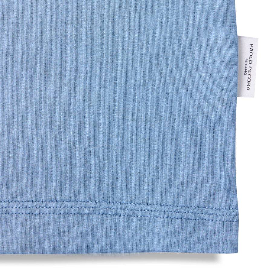 Paolo Pecora T-Shirt in Jersey Lucido - Azzurro Polvere Presa
