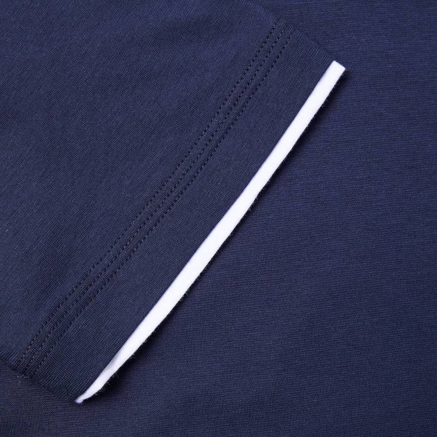 Paolo Pecora T-Shirt in Jersey e Contrasti - Blu Navy Sconto