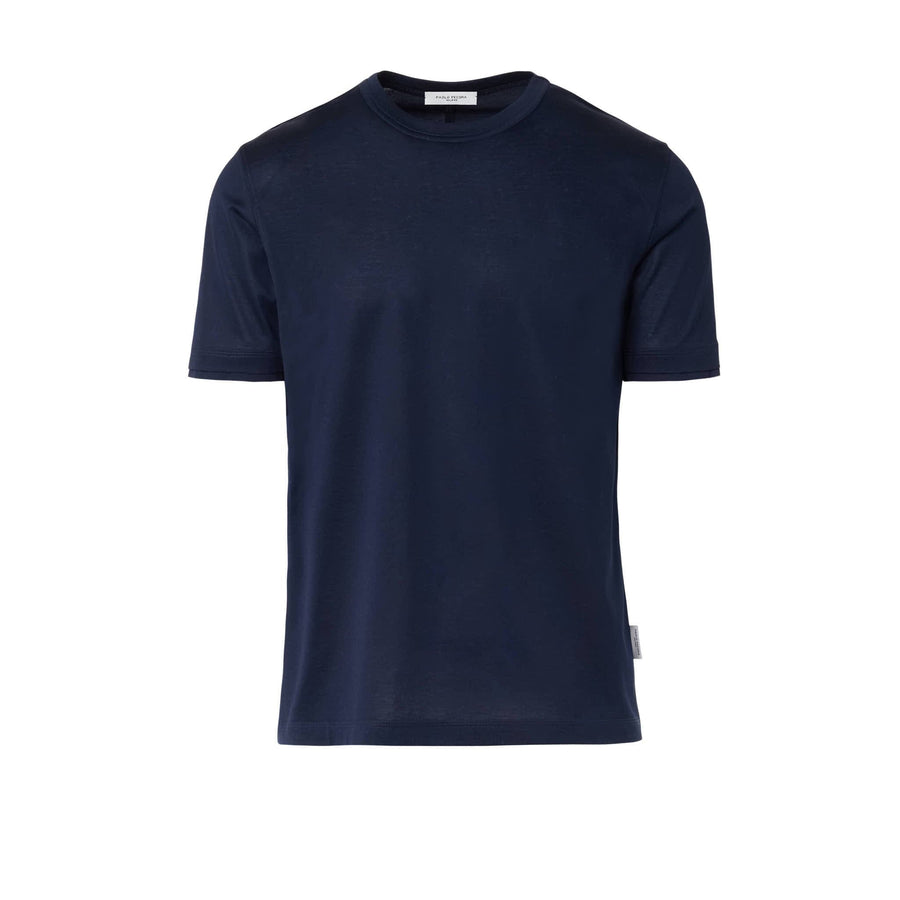 Paolo Pecora T-Shirt in Jersey Lucido - Blu Navy Offerta