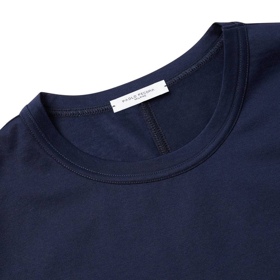 Paolo Pecora T-Shirt in Jersey Lucido - Blu Navy Offerta