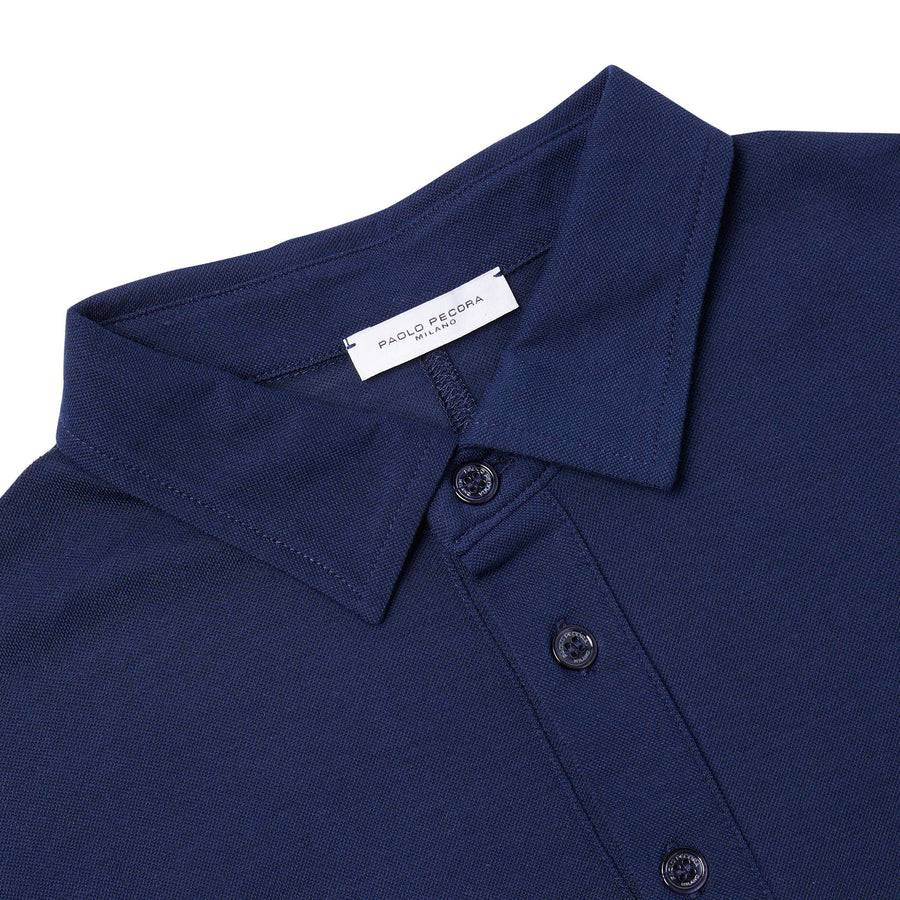 Paolo Pecora Polo in Cotone Piquet - Blu Navy Economico