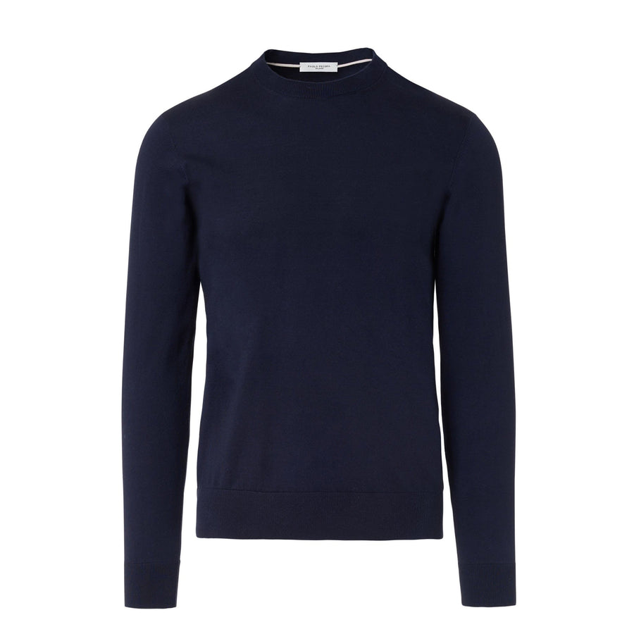 Paolo Pecora Maglia Manica Lunga in Puro Cotone Extrafine - Blu Outlet